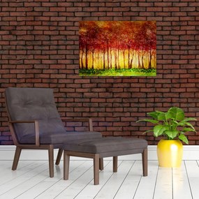 Obraz - Malowanie lasu liściastego (70x50 cm)