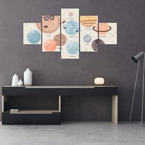 Obraz - Planety z nazwami (125x70 cm)