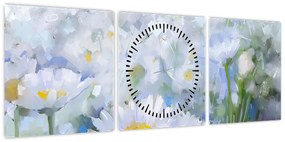 Obraz - W stokrotkach (z zegarem) (90x30 cm)