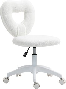 HOMCOM Fotel Biurowy, Sercowate Oparcie, Obity, Biały