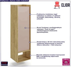 Regał modułowy hikora + róż antyczny - Horizonte 5X