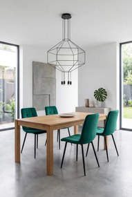 Zestaw 6 zielonych krzeseł tapicerowanych welurem  F0-L64