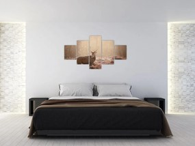 Obraz - Jeleń w lesie (125x70 cm)