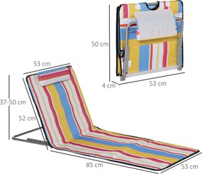 Outsunny Zestaw 2 mat plażowych, regulowane, składane, 124D x 53S x 37-50W cm, Wielobarwne