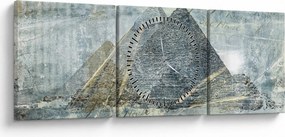 Obraz - Piramidy w niebieskim filtrze (z zegarem) (90x30 cm)