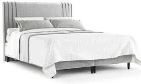 Szare tapicerowane łóżko dwuosobowe ze schowkiem 180x200 cm Musca – Maison de Rêve
