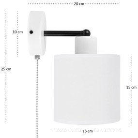 Biały kinkiet LED z włącznikiem z białym abażurem SHWD-C-1010WE-WE jed