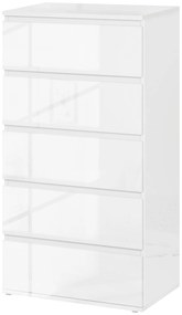 HOMCOM Komoda Sideboard z 5 szufladami, 55 cm szer x 34 cm gł x 100 cm wys, Biała