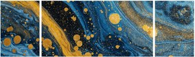 Obraz - Niebieska abstrakcja ze złotem (170x50 cm)