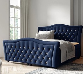 Granatowe łóżko kontynentalne z pojemnikiem 5 rozmiarów L4-R40
