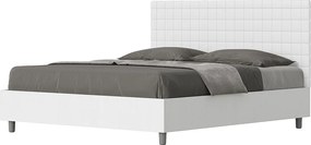 Łóżko wyposażone w stelaż z listwami 160x200 konstrukcja Frassino biała zagłówek sztucznej skóry Biały Burmy