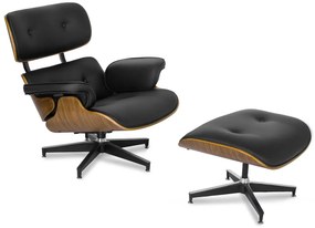 Czarny fotel wypoczynkowy z podnóżkiem N2-C55