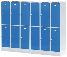 Alfa 3 Szafka skrytkowa S6 na cokole, 6 schowków, 1920 x 1200 x 500 mm, zamek obrotowy, drzwi czerwone