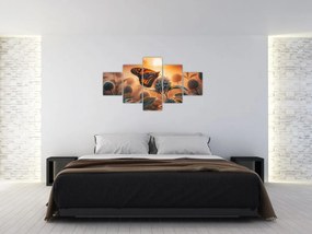 Obraz – Motyl w zachodzącym słońcu (125x70 cm)
