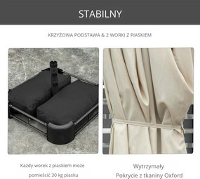 Outsunny podwójny parasol z podstawą, kremowy, 4,6 x 2,7 cm