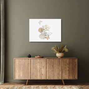 Obraz na szkle - Beżowe kwiaty z motylem N⁰1 (70x50 cm)
