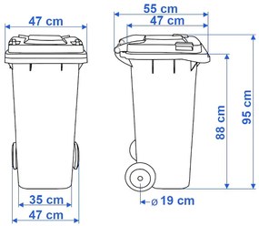 Czarny kosz na śmieci 120L R0-N98