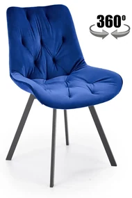 Krzesło tapicerowane K519 VELVET granatowe obracane HALMAR