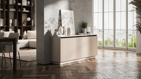 Ryflowana komoda z szafkami i szufladami Selene 3D3SZ, kolor kaszmirowy