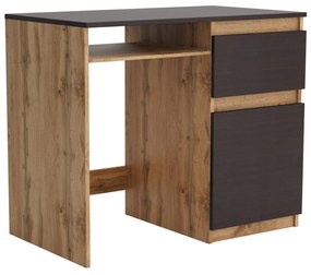 Biurko komputerowe młodzieżowe szkolne 90 cm REMI1 Dąb Wotan/Wenge