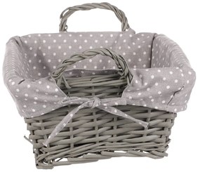 Kosz wiklinowy z tkaniną, szary, 35 x 25 x 13  cm