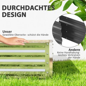 Outsunny Ogródek Warzywny, Doniczka z Konstrukcją Stalową, Srebrny, 120 x 120 x 30 cm