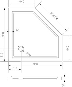 Brodzik pięciokątny akryl sanitarny