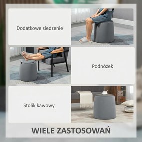 HOMCOM pufa aksamitna szara z pojemnikiem na przechowywanie do salonu sypialni 2 w 1 wygodna | Aosom PL
