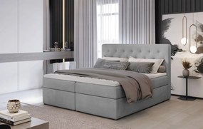 Łóżko kontynentalne LOREE VELVET 180x200 szare z pojemnikiem ELTAP
