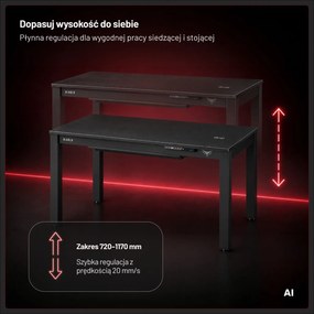 Biurko gamingowe z elektryczną regulacją wysokości Diablo X-Rift 120x63 cm, czarne