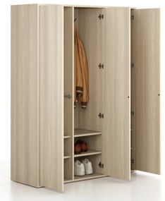 Szafka FRAME, 3 przedziały, 1299 x 450 x 1735 mm, PUSH-lock, dąb naturalny