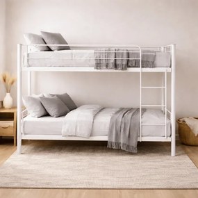Łóżko Piętrowe Dla Dzieci 90x200 cm RODEZ Metalowe Białe Loft