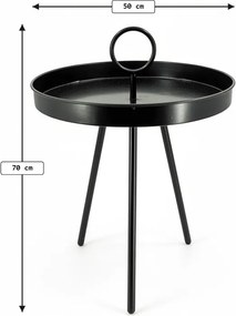Ogródkowy stolik pomocniczy SIRVON metalowy 50x70 cm, czarny