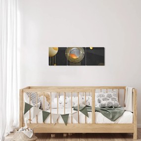 Obraz- Abstrakcja (z zegarem) (90x30 cm)