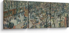 Obraz - Camille Pissarro, Boulevard des Italiens, Morning, Sunlight, reprodukcje (z zegarem) (90x30 cm)