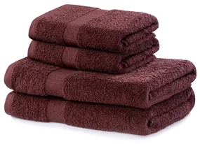Brązowe bawełniane ręczniki zestaw 4 szt. frotte Marina – DecoKing