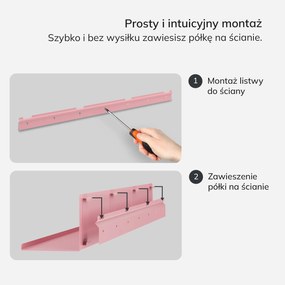 Półka wisząca JOANNE 1200 mm, Fresh Style: pudrowy róż