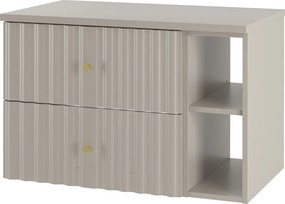 Kaszmirowy Zestaw Łazienkowy 80cm Szafka z Blatem i Regałem Ryflowane Fronty Aqua