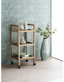 Czarny/w naturalnym kolorze regał łazienkowy z litego drewna akacjowego 35x76,5 cm Fondi – Wenko