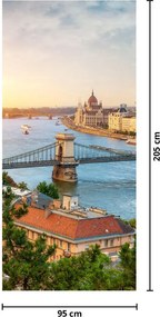 Fototapeta na drzwi - Miasto Budapeszt z rzeką (95x205cm)