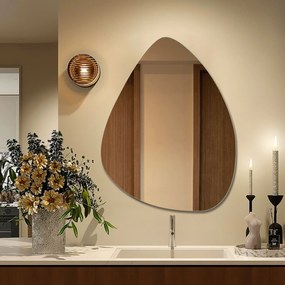 Lustro o nieregularnym kształcie oszlifowane bez podświetlenia DROP | Różny rozmiar | Różne kolory szkła : Kolor tafli szkła - Grafit, Rozmiar - 80 x 60 cm