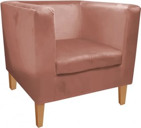 Fotel Monaco tkanina Welur : Kolor nogi - Drewno, Kolor tkaniny - VELVET - MG58, Wysokość nogi - 15 cm
