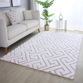 Dywan pluszowy 3D Vision biało-różowy 80 cm x 250 cm