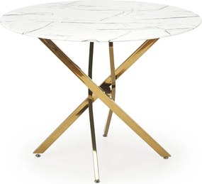 Okrągły stół z marmurowym blatem Raymond 2 na złotych nogach