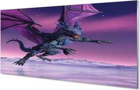 Szklany Panel Smok na tle Tęczowego Nieba