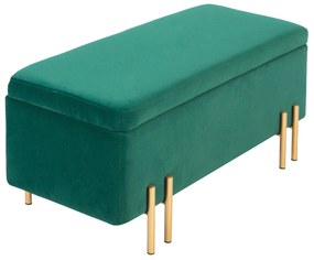 HOMCOM Ławka Tapicerowana z Przestrzenią do Przechowywania, Metal, Drewno Gummiholz, Pianka, 100 x 40 x 42 cm, Zielony