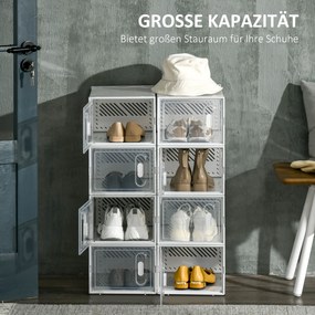 HOMCOM DIY Szafka na buty z 8 przegródkami plastikowa przezroczysta