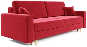 Czerwona rozkładana sofa tapicerowana welurem H2-C20