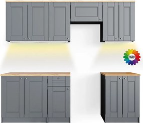 Zabudowa kuchenna szlachetna szarość 240x60x81.6 bergamo