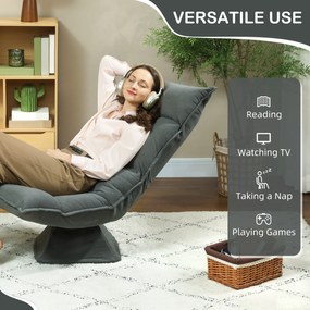 HOMCOM Krzesło podłogowe z pięciostopniową regulacją oparcia, obrotowe, nowoczesne krzesło tapicerowane, Ciemnoszary